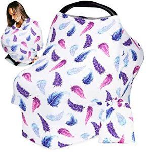 PREMIUM Soft Privacy Nursing Cover / Baby Car Seat Cover Feather print LIKE NEW